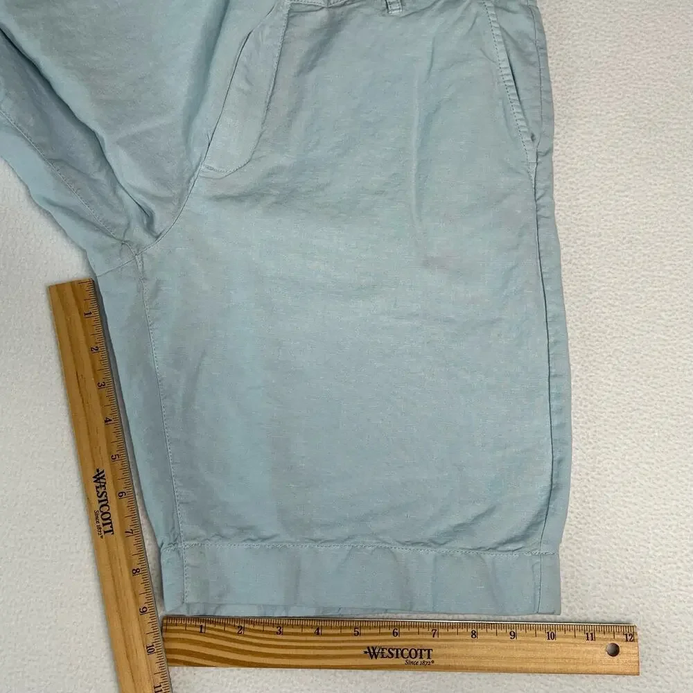 Faherty Men's Size 32 Malibu Linen Blend Chino Shorts Light Blue